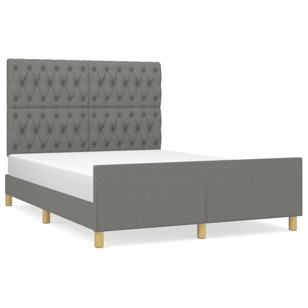 vidaXL Cadre de lit avec tête de lit Gris foncé 140x190 cm Tissu