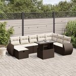 vidaXL Salon de jardin avec coussins 9 Pièces marron résine tressée