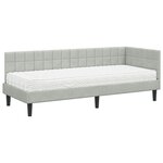 vidaXL Cadre de lit d'angle avec matelas 2 Pièces Gris clair Velours