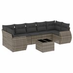 vidaXL Salon de jardin 8 Pièces avec coussins gris résine tressée