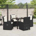 vidaXL Ensemble de salle à manger pour jardin 5 Pièces Noir polyrotin
