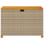 vidaXL Boîte de rangement de jardin beige résine tressée bois d'acacia