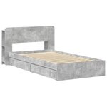 vidaXL Cadre de lit avec rangement avec tiroir Gris béton 90 x 190 cm