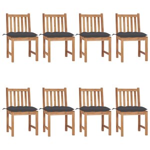 vidaXL Chaises de jardin lot de 8 avec coussins Bois de teck massif