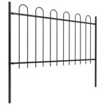 vidaXL Clôture de jardin avec dessus en cerceau Acier 17 x 1 m Noir
