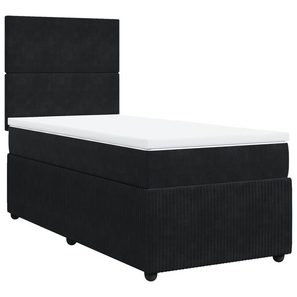 vidaXL Sommier à lattes de lit et matelas Noir 80x200 cm Velours