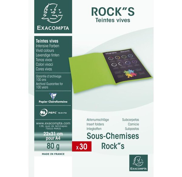 Paquet de 30 sous-Chemise ROCK'S 80 groseille x 10 EXACOMPTA