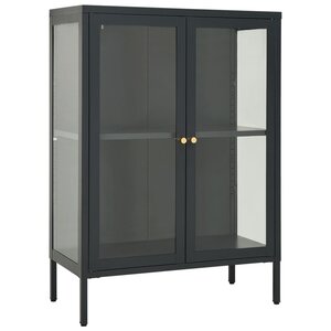 vidaXL Buffet Anthracite 75x35x105 cm Acier et verre