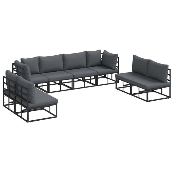 vidaXL Ensemble de canapé de jardin 8 pc Noir Aluminium