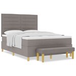 vidaXL Lit à ressorts avec tête de lit Taupe 190 x 140 cm tissu