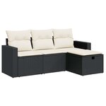 vidaXL Salon de jardin 4 Pièces avec coussins noir résine tressée