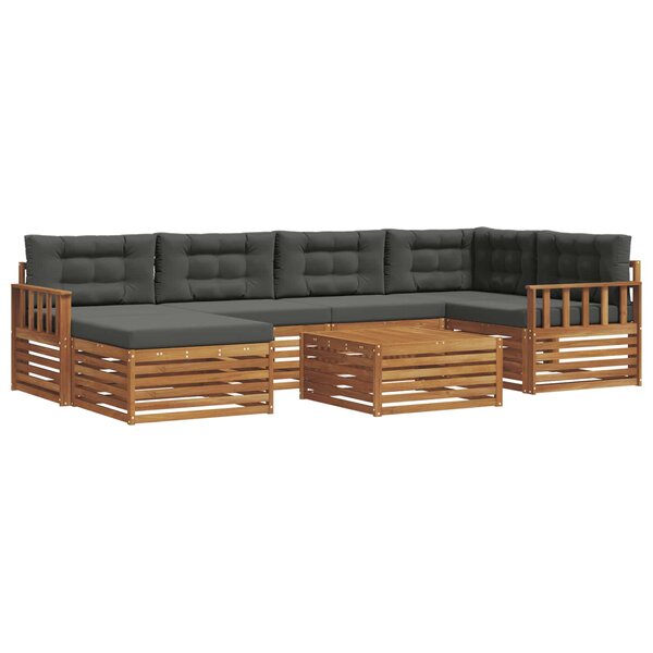 vidaXL Ensemble de canapés d'extérieur 7 Pièces Naturel et Anthracite