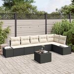 vidaXL Ensemble de canapé de jardin 7 Pièces Noir  crème Poly rotin