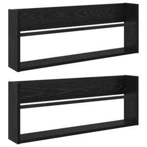vidaXL Étagère à magazines 2 Pièces Chêne noir 80 x 12 x 30 cm