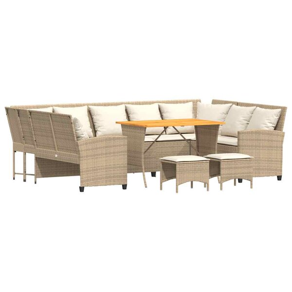 vidaXL Salon de jardin avec coussins 4 Pièces beige résine tressée