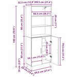 vidaXL Haut Armoire Chêne artisanal 69 5 x 32 5 x 180 cm