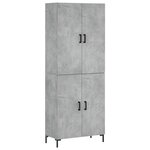 vidaXL Buffet haut Gris béton 69 5x34x180 cm Bois d'ingénierie