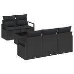 vidaXL Ensemble de canapé de jardin 6 pièces avec coussins en poly rotin noir