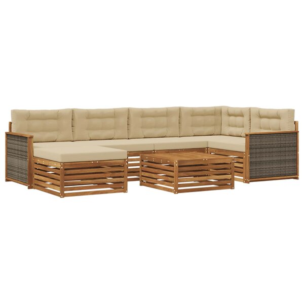vidaXL Ensemble de canapés d'extérieur 7 Pièces Naturel et Beige