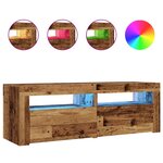 vidaXL Meuble TV avec lumières LED vieux bois bois d'ingénierie