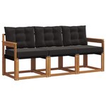 vidaXL Ensemble de canapés d'extérieur 3 pc Naturel et Noir