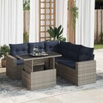 vidaXL Salon de jardin avec coussins 6 Pièces gris résine tressée acacia