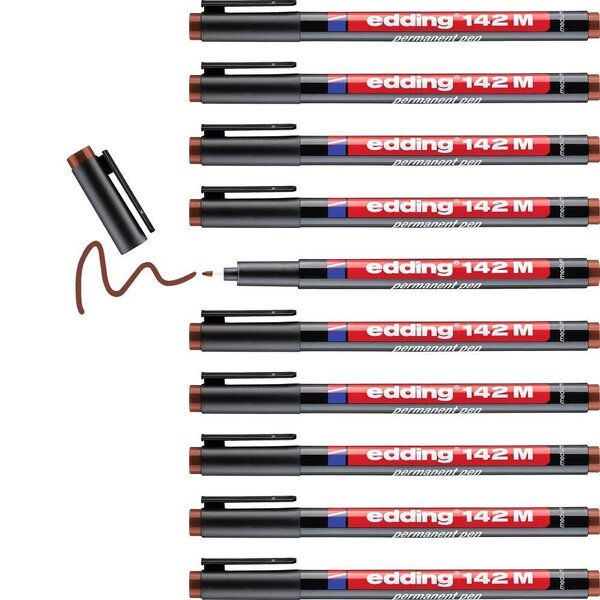 Feutre Permanent 142M Marron Pointe Moyenne 1 mm x 10 EDDING
