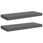 vidaXL Étagère murale flottante 2 Pièces Gris brillant 60x23 5x3 8 cm MDF