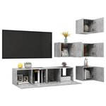 vidaXL Ensemble de meubles TV 6 Pièces Gris béton Bois d'ingénierie
