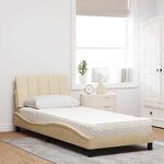 vidaXL Lit avec matelas Hanko crème 90x200 cm tissu