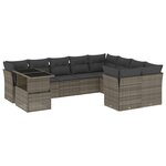 vidaXL Salon de jardin avec coussins 10 Pièces gris résine tressée