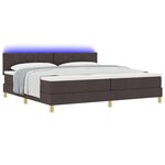 vidaXL Lit à ressort LED avec matelas Marron foncé 200 x 200 cm tissu