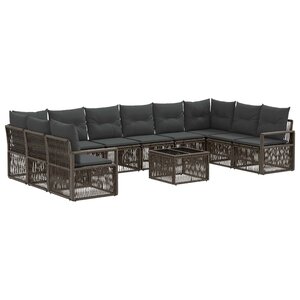 vidaXL Ensemble de canapé de jardin 11 pc Gris polyrotin