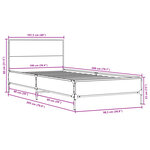 vidaXL Cadre de lit sonoma gris 100x200 cm bois d'ingénierie et métal