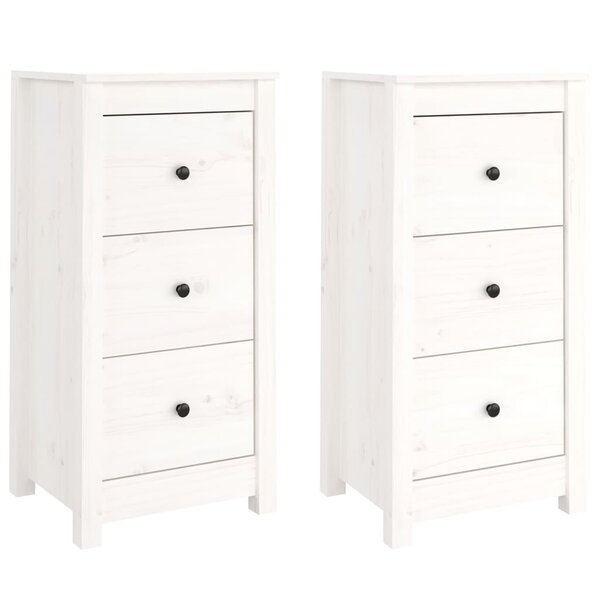 vidaXL Buffets 2 Pièces blanc 40x35x80 cm bois massif de pin