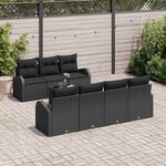 vidaXL Ensemble de canapé de jardin avec coussin 8 Pièces Noir