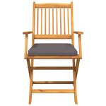 Chaises de jardin pliantes vidaXL avec coussin gris 2 pièces en bois d'acacia solide
