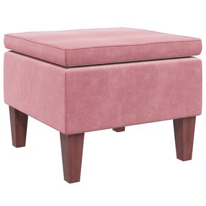 vidaXL Tabouret avec pieds en bois Rose Velours