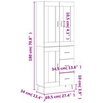 vidaXL Buffet haut Gris béton 69 5x34x180 cm Bois d'ingénierie