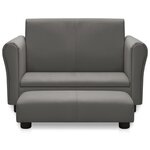vidaXL Canapé pour enfants avec tabouret Gris Similicuir