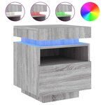 vidaXL Armoires de chevet avec lumières LED 2 Pièces sonoma gris