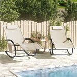 vidaXL Chaises longues à bascule 2 Pièces Crème Acier et textilène