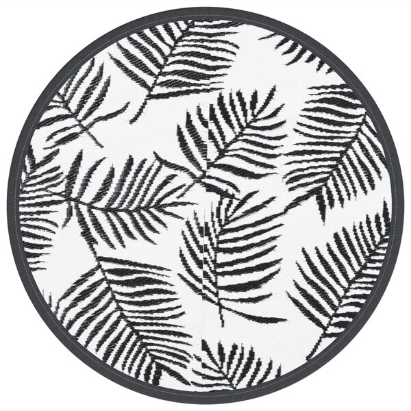 vidaXL Tapis d'extérieur blanc et noir Ø120 cm PP