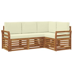 vidaXL Ensembles de canapés avec coussin 4 Pièces Naturel et Crème