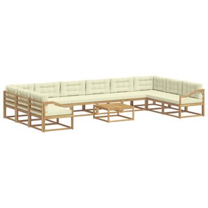 vidaXL Ensemble de canapés d'extérieur 11 Pièces Blanc et crème