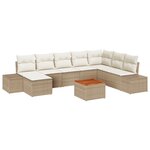 vidaXL Ensemble de jardin 9 pièces avec coussins en poly rotin beige et acacia