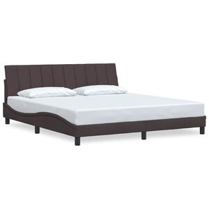 vidaXL Cadre de lit sans matelas Hanko marron foncé 180x200 cm tissu