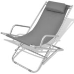 vidaXL Chaises inclinables de terrasse 2 Pièces Acier Gris