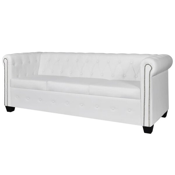 vidaXL Canapé Chesterfield à 3 places cuir synthétique blanc