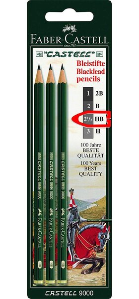 Blister 3 Crayons Papier Castell 9000 HB FABER-CASTELL